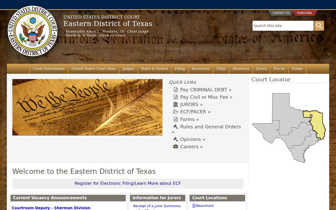 Eastern District court serving federal Rusk County criminal cases