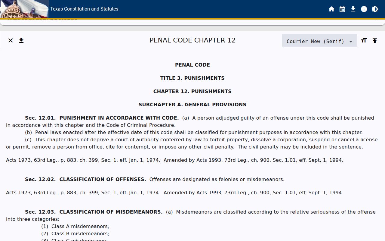 Texas classification law for Rusk County criminal court cases