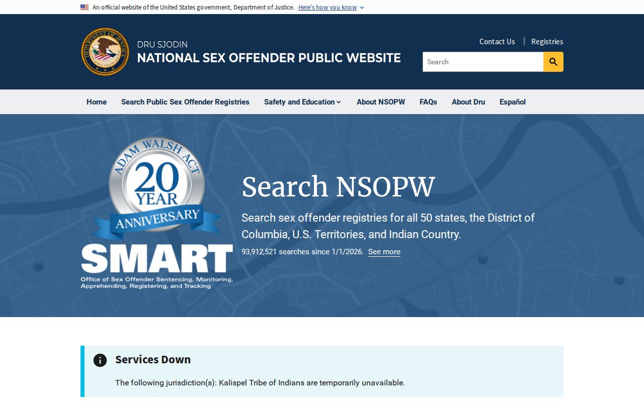 Rusk County sex offender cross-state registry search page